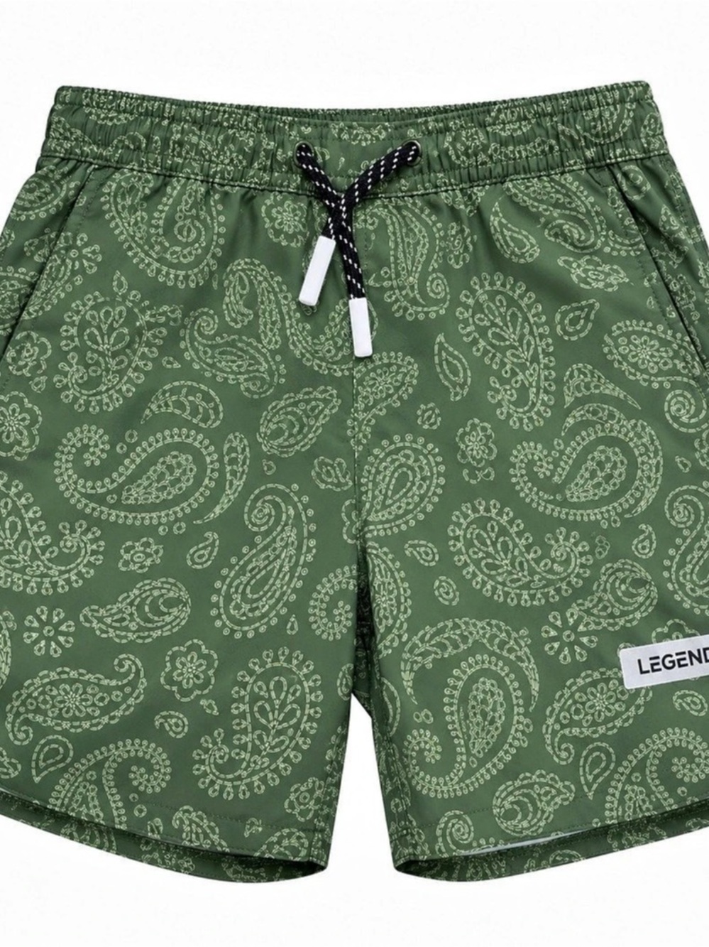 LEGENDS Luka Short Paisley Tile Cypress Boys Small Green & White Shorts